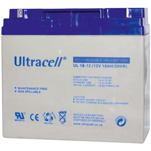 B12V-18 Ultracell© Επαναφορτιζόμενη μπαταρία μολύβδου κλειστού τύπου 12V 18,0Ah